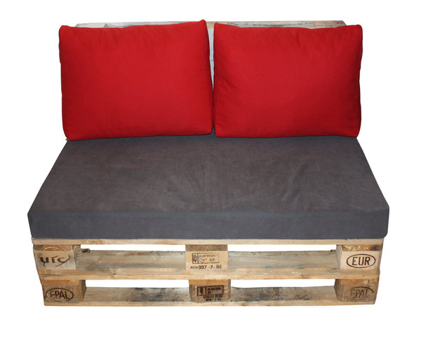 Seat cushion/back cushion for pallet sofa 80 x 120 cm with cover in Jersey, Teflon Silk, Bellini, PU